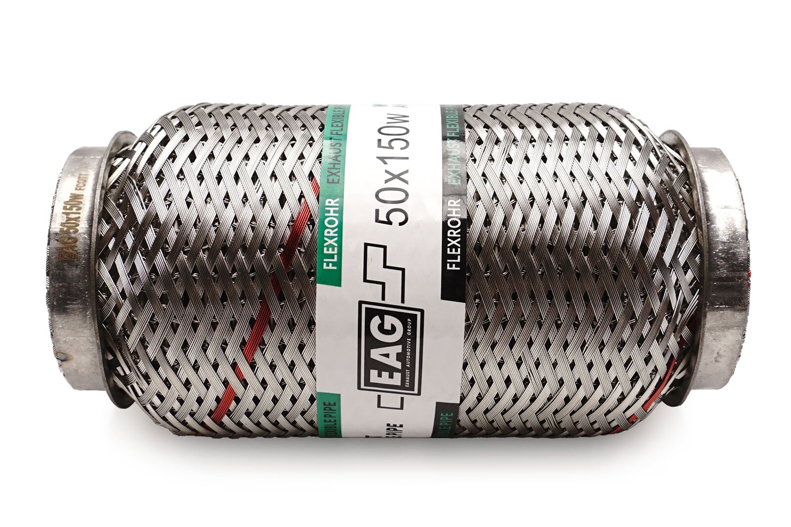 EAG Flexrohr aus Edelstahl mit Drahtgeflecht und Manschetten