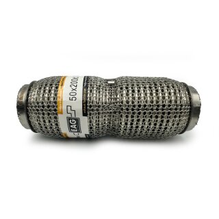 Flexrohr 50 × 200 mm, Dumbbell Meshed, Premium, Edelstahl, zum Einschweißen