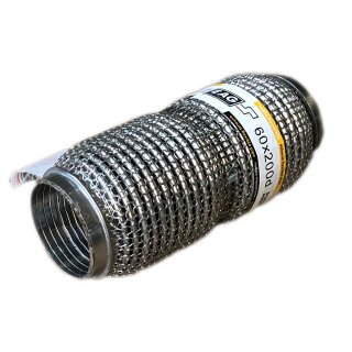 Flexrohr 60 × 200 mm, Dumbbell Meshed, Premium, Edelstahl, zum Einschweißen