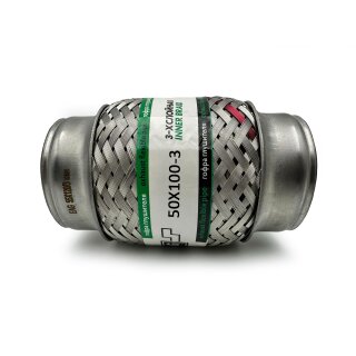 EAG Flexrohr 50 × 100 mm, Edelstahl, zum Einschweißen · Economy (Inner Braid)