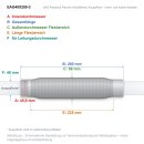 EAG Flexrohr 40 × 280 mm, Edelstahl, zum Einschweißen · Economy (Inner Braid)