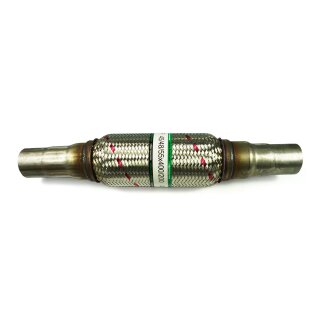 Flexrohr 45/48/55 × 400/200 mm mit Stufen-Rohranschluss, Inner Braid, Einstieg, Edelstahl, zum Einschweißen