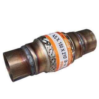 Flexrohr 45 × 210 mm mit Rohranschluss, Inner Braid, Einstieg, Edelstahl, zum Einschweißen
