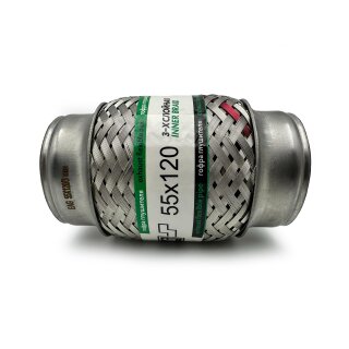 EAG Flexrohr 55 × 120 mm, Edelstahl, zum Einschweißen · Economy (Inner Braid)