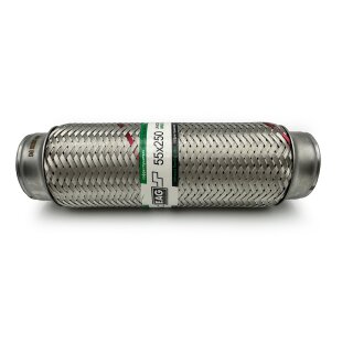 EAG Flexrohr 55 × 250 mm, Edelstahl, zum Einschweißen · Economy (Inner Braid)