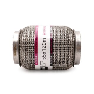 Flexrohr 55 × 120 mm, Knitted Meshed, Premium, Edelstahl, zum Einschweißen