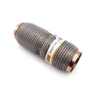 Flexrohr 64 × 230 mm, Dumbbell Meshed, Premium, Edelstahl, zum Einschweißen